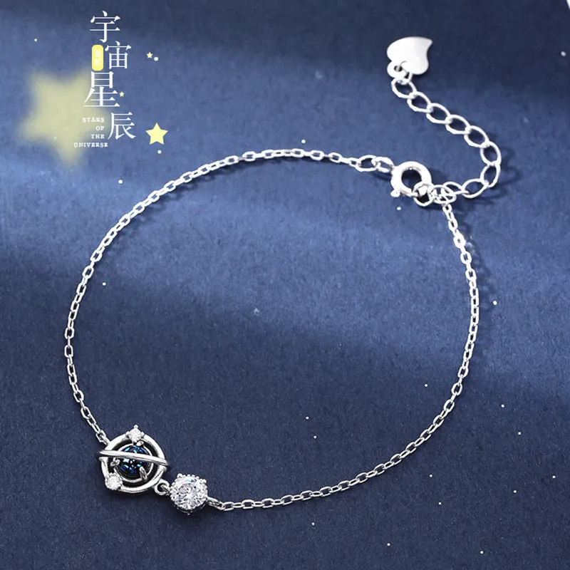 925 Sterling Silver Crystal Planet Charm Bracelet &Bangle For Women Wedding Jewelry Party Pulseras Mujer SL011 - Image 3