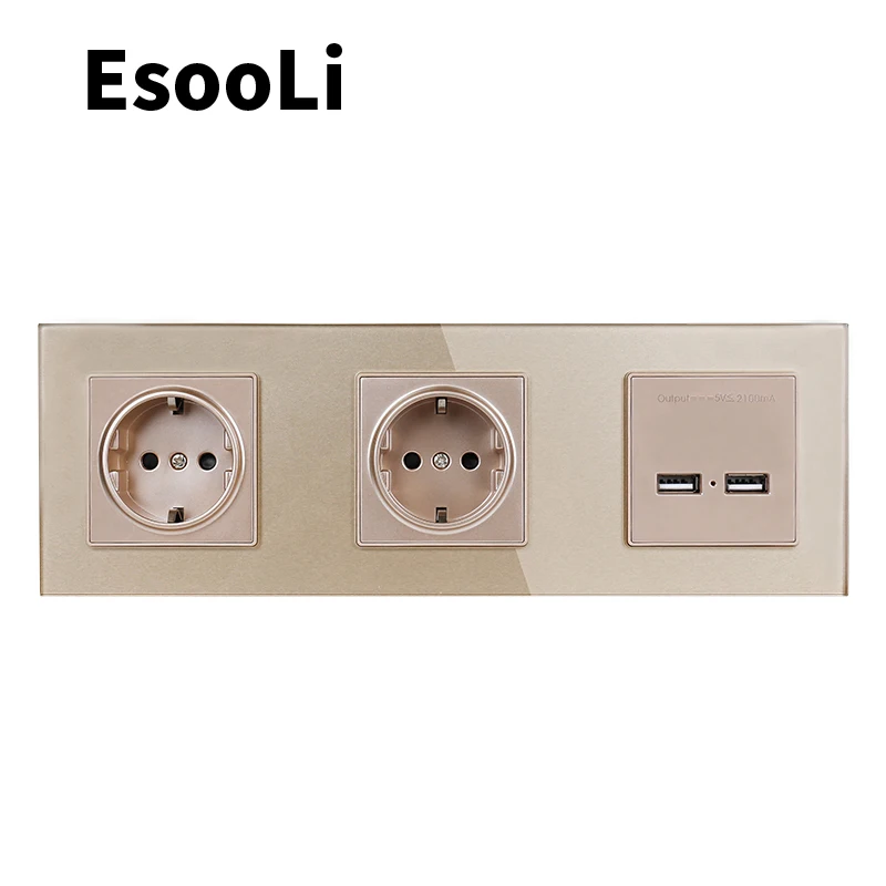 Электрическая розетка EsooLi 16 А 2 USB порта 5 В А|Электрические розетки| |