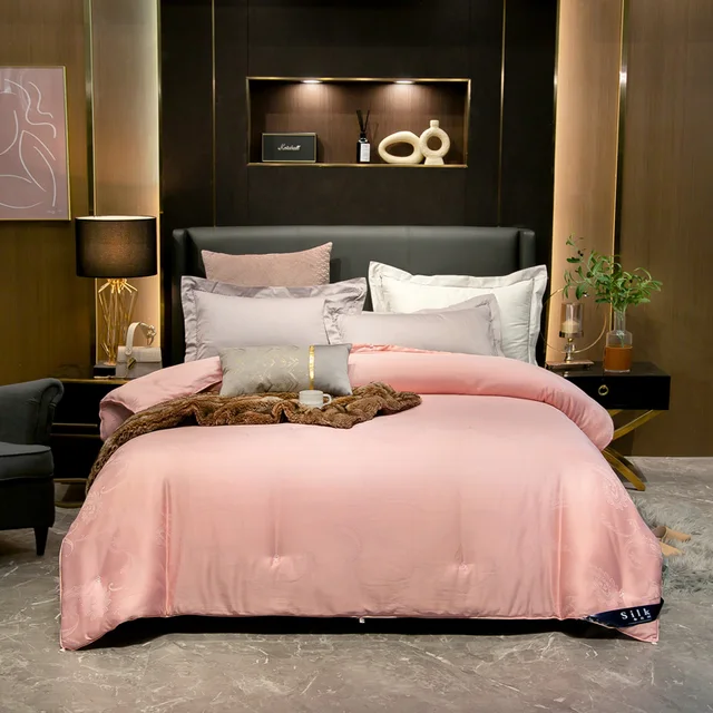 Natural Mulberry Silk Luxury Quilt Filling King Queen Full Size Comforter Winter Thick Silk Quilt Solid Color ke li si yu