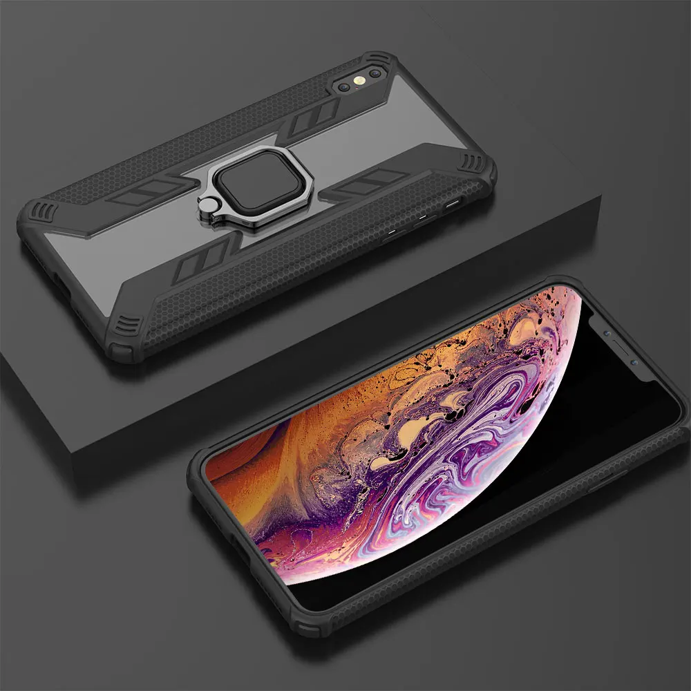 KISSCASE Shockproof Armor Case For Samsung Galaxy Note 10 Pro S10 Plus S10e M10 M20 M30 A50 A7 2018 Magnetic Ring Holder Cover |