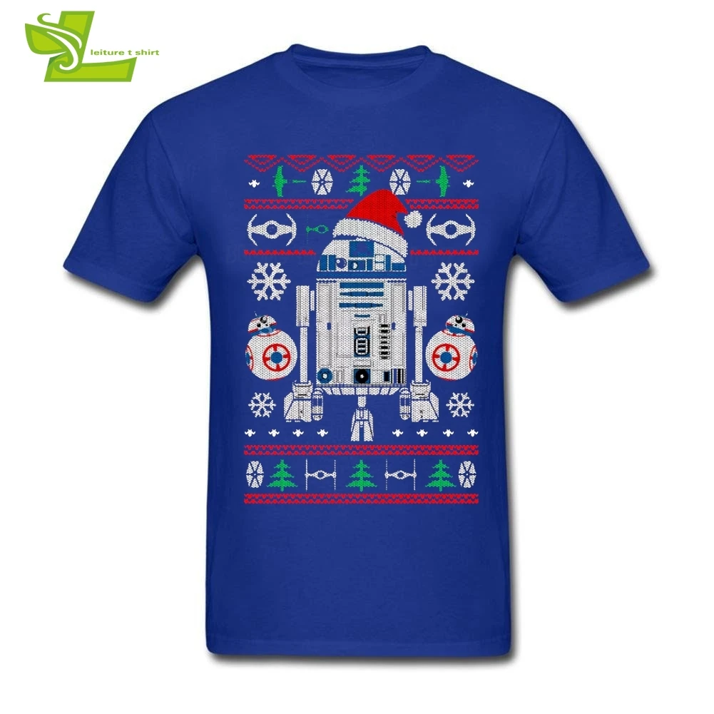 Рождественская футболка R2d2, Новое поступление, Уникальные футболки для мальчиков, Повседневная Свободная футболка для упражнений, мужская летняя футболка для подростков - Цвет: Синий