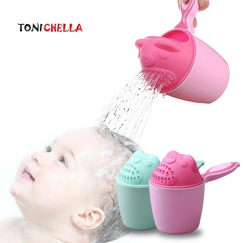 

Cute Cartoon Bear Baby Shampoo Cup Shower Water Spoon Washing Hair Bathing Cup Newborn Kids Bath Tool Beach Toys T0729