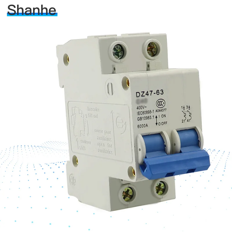 

DZ47-63 2P mcb switch miniature din rail voltage relay circuit breaker C type 10A 16A 20A 25A 32A 40A 50A 63A
