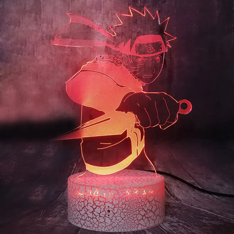 Аниме Фигурка Узумаки Наруто с кинжалом светодиодный 3d-ночник RGB 7 цветов Настольная лампа украшение на стол для дома лампа подарок на день рождения