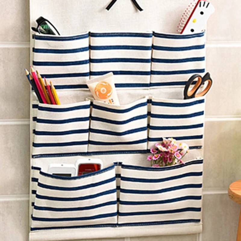 8 Pockets Cotton Linen Fabric Wall Door Hanging Bag Organizer Storage