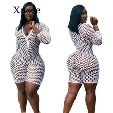 Hollow Out Fishnet Jumpsuit Women Sexy Zipper V Neck 3/4 Sleeve Summer Shorts Romper Beach Playsuit Night Club Bodysuits beach Hollow Out Fishnet Jumpsuit Women Sexy Zipper V Neck 3/4 Sleeve Summer Shorts Romper Beach Playsuit Night Club Bodysuits beach