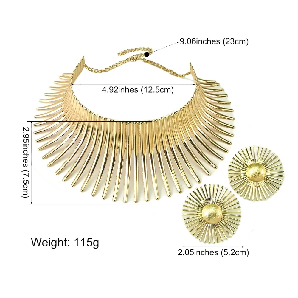 Manilai African Jewelry Sets For Women Gold Color Indian Statement Necklaces Set With Earrings Jewelry Metal Torques Punk Choker