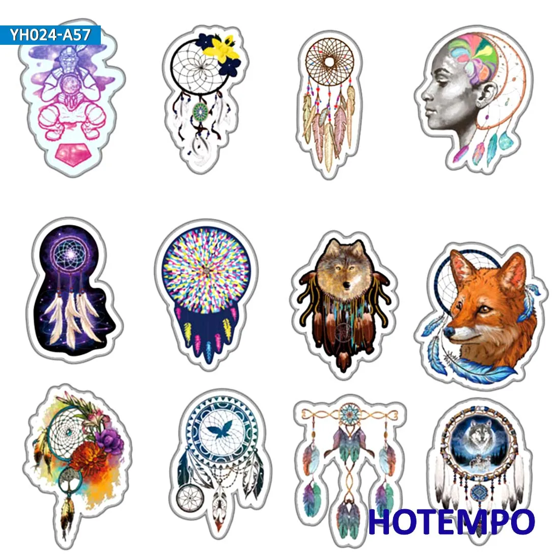 57pcs Dreamcatcher Traditionally Native American Culture Cute Stickers for Children Kids Mobile Phone Laptop Skateboard Stickers