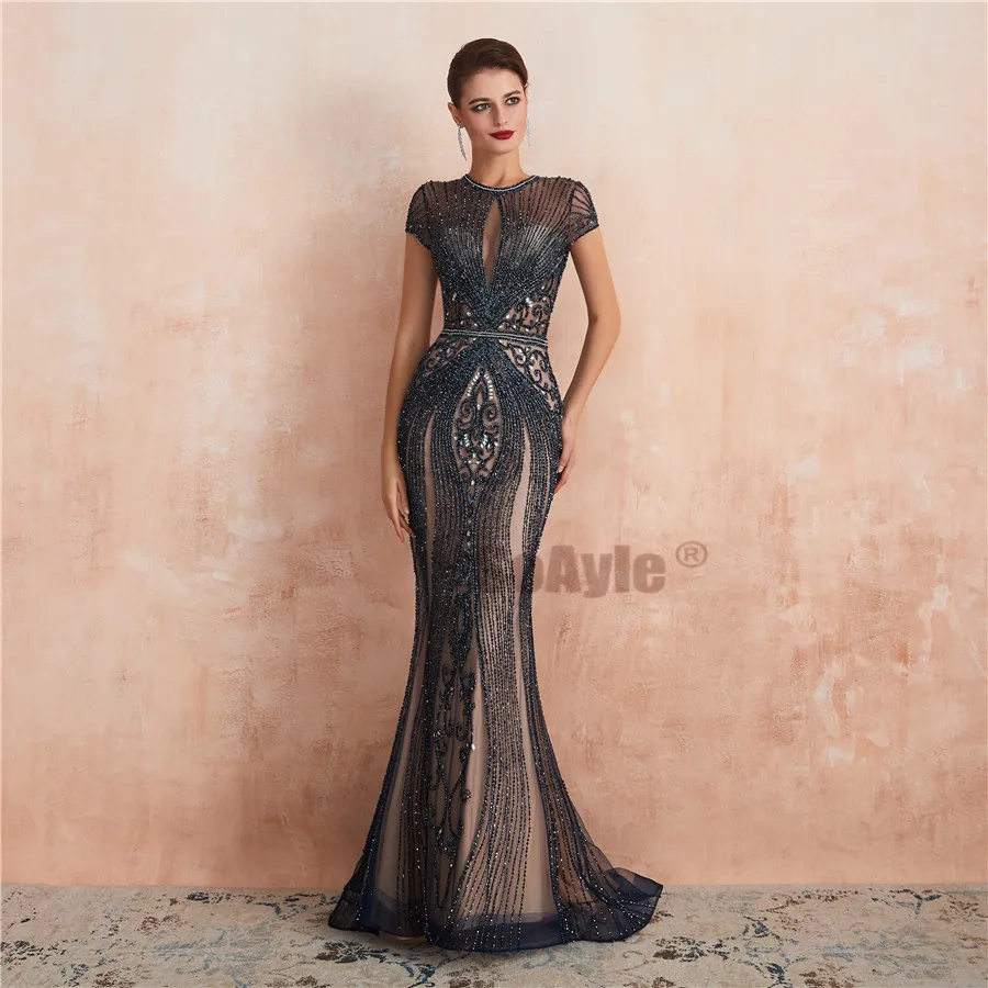 SoAyle, Дубай, арабское вечернее платье русалки, сексуальное вечернее платье с рукавами-крылышками, длинное роскошное вечернее платье с бисером, Robe De Soire