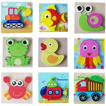 

Kids Puzzle Board Toy Wooden 3D Animal Vehicle Car Chunkyed Jigsaw Puzzles Board Kids Early Learning Toys For Kids