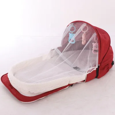 Portable Baby Bed Folding Baby Nest Bed Cot For Travel Foldable Backpack Crib With Mosquito Net Infant Sleeping Basket With Toys