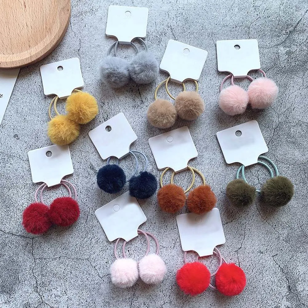 2 шт./компл. из кроличьего меха для девочек мяч резинки волос зимние женские