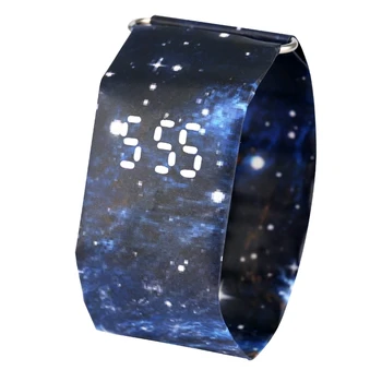 

Digital Display Paper Watch Utility Quartz Movement Paper Watches for Male Attractive Blue Sky Pattern Paper Wristwatch