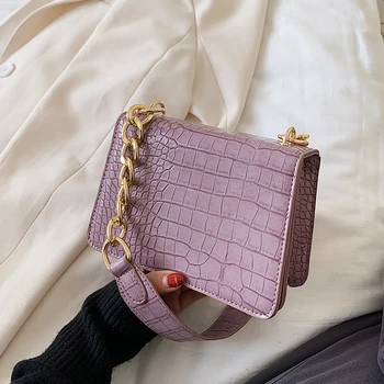 

Crocodile Pattern Crossbody Bags For Women Solid Women Shoulder Bag Chain Female Handbag Alligator Square Ladies Hand Bags 2020
