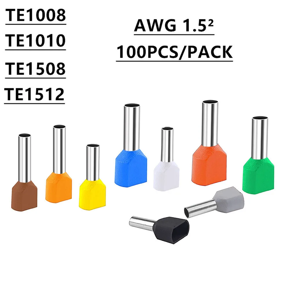 100 шт. TE1008 TE1010 TE1508 TE1512 двойная труба 1 0 ~ 5 ² холодного прессования конец двойной