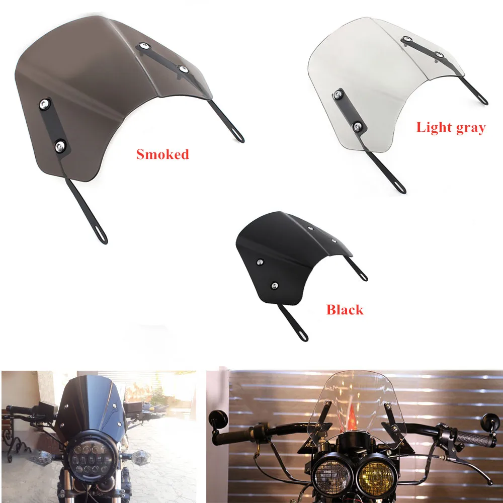 

Universal Motorcycle Windshield Wind Deflector Windscreen Fairing For Harley Honda Yamaha Kawasaki Suzuki Moto Cafe Racer