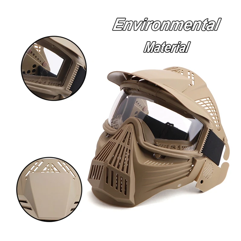 Full Face Mask Transparent Lens Anti-fog ABS Engineering Plastic PC Tactical Military Ballistic Helmet Hunting Outdoor Cycling