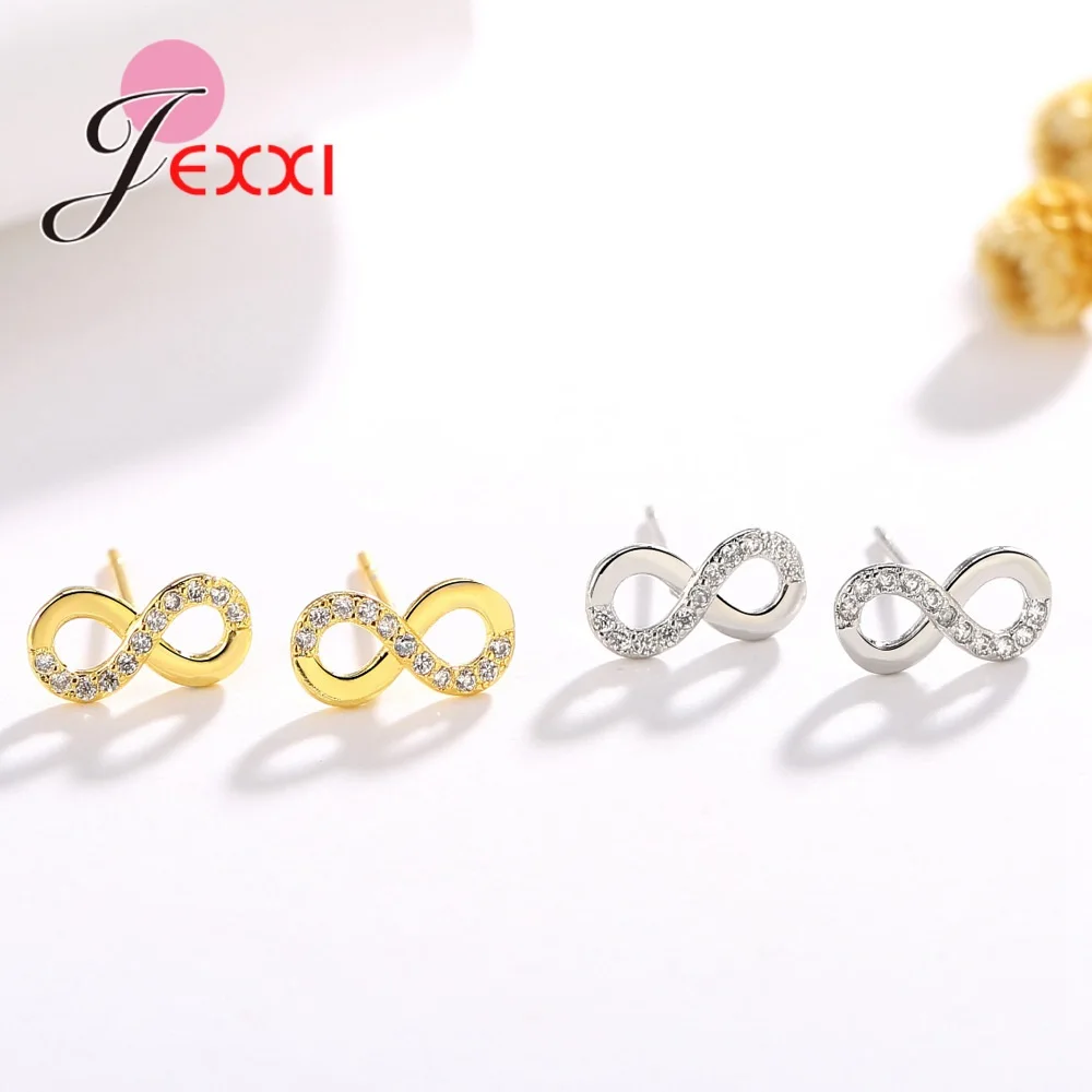 

Exquisite Bowknot Stud Earrings 925 Sterling Silver Letter Eight Infinity Love Jewelry for Wedding Engagement Accessories