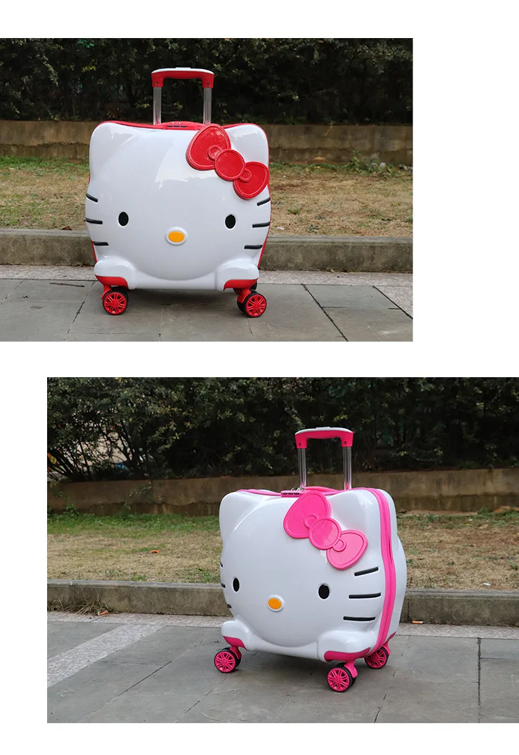 3D мультяшный Кот чемодан 19 дюймов переноска Детский чемодан водонепроницаемый износостойкий багаж дорожный Багаж для девочек пансион