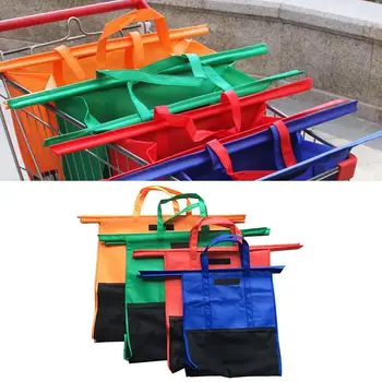 

4pcs/set Reusable Foldable Shopping Bag Supermarket Shopping Trolley Shopping Bag Reusable Cart Tote Bag L9D2