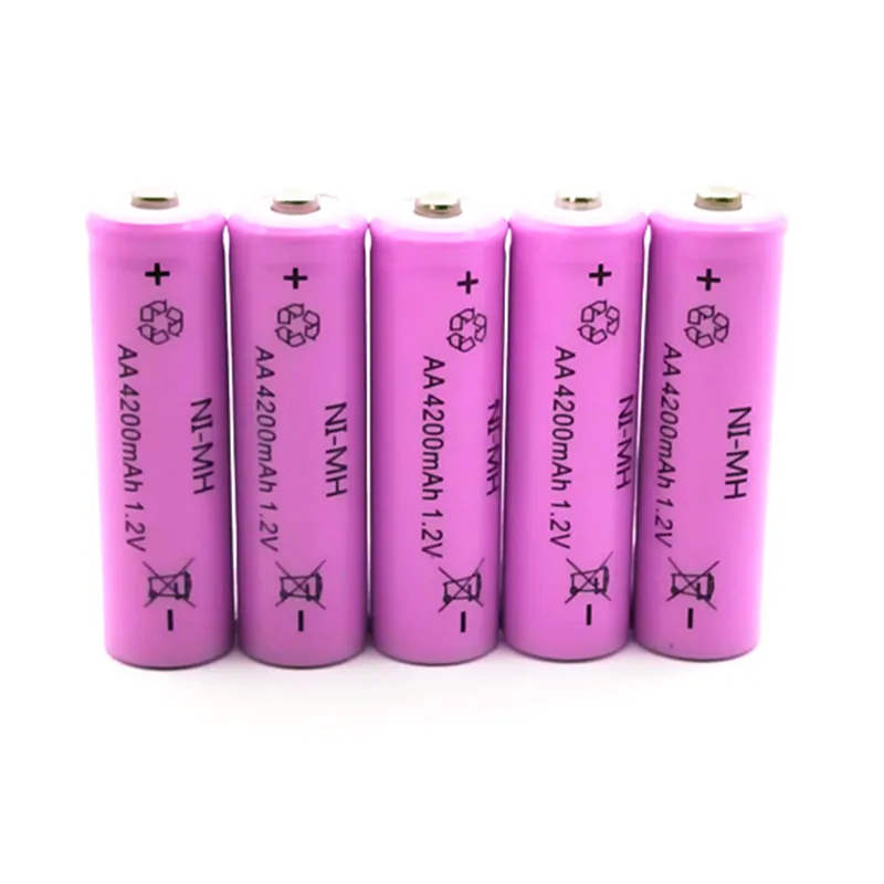 2/4/6/8/10 шт. 1 2 V NI MH АА 4200mAh AA Батарея предзаряженный Перезаряжаемые батареи металл