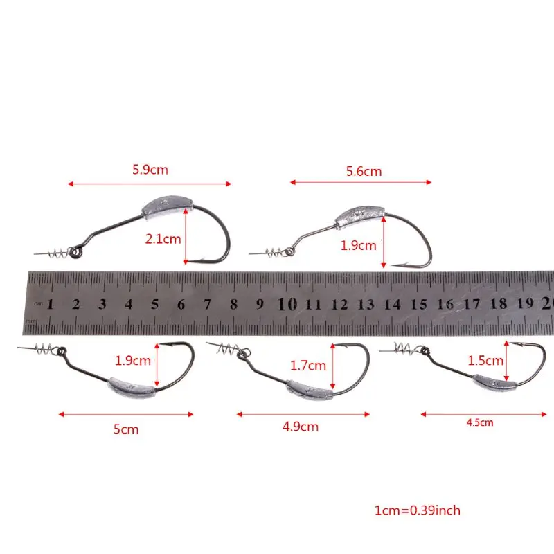 

Fishing Crank Barbed Lead Offset Lure Hooks Soft Bait Pin Tackle Accessories Set D0AE