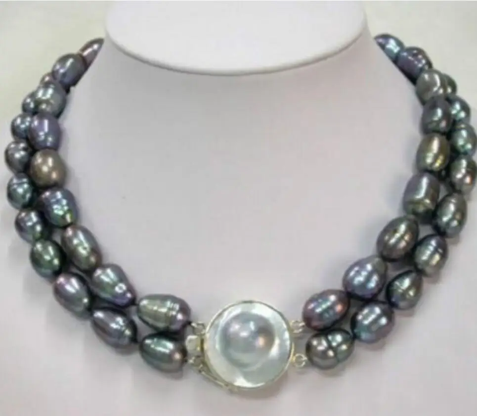 Модные ювелирные изделия Бесплатная доставка 2 ряда натуральный 9 11 мм настоящий