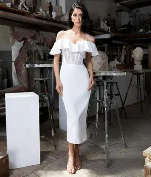 

Hot Sale Women Summer Sexy Ruffles Knee Length Midi Lace Bodycon Bandage Dress 2020 Female Evening Elegant Party Dress