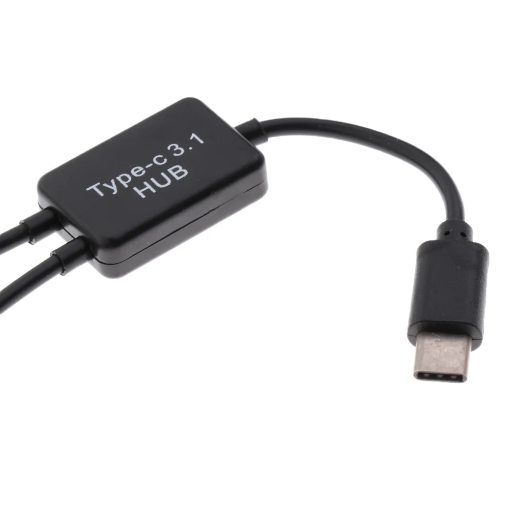 USB 3.1 Type C to Dual USB A 2.0 OTG Charge Hub Adapter Connector Cable Black