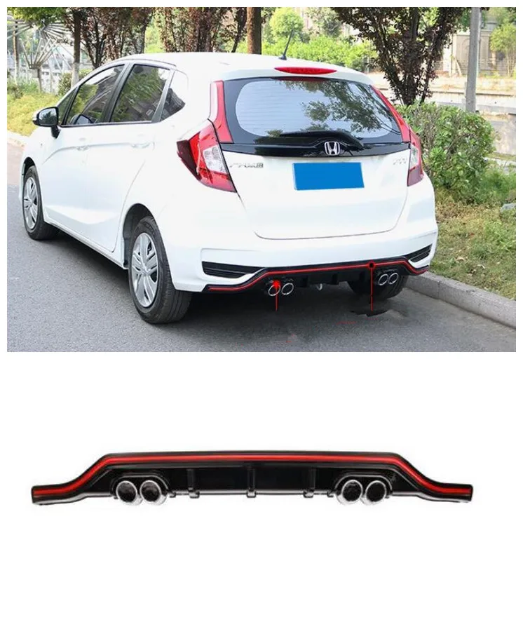 

ABS Car Rear Trunk Lip Bumper Diffuser Exhaust Protector Cover Fits For Honda JAZZ FIT GK5 2018 2019