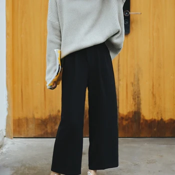 Wide Leg Pants Ulzzang Women Solid High Waist Trousers Pleated Loose Casual Elegant Womens Korean Style Chic School Daily Girls 3