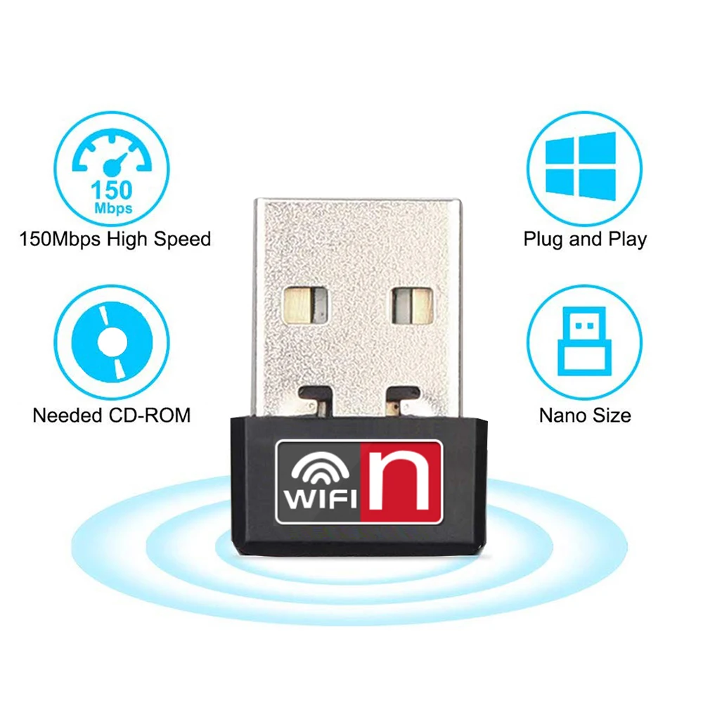 Мини USB WiFi адаптер 150 Мбит/с USB2.0 беспроводные сетевые адаптеры Wi Fi ключ для