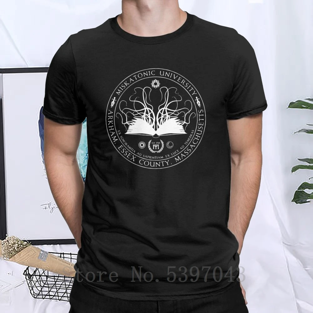 Miskatonic Sigil Call Of Cthulhu, мужские футболки, Miskatonic loveccraft Arkham, хлопковые футболки с круглым вырезом, футболки с короткими рукавами, топы
