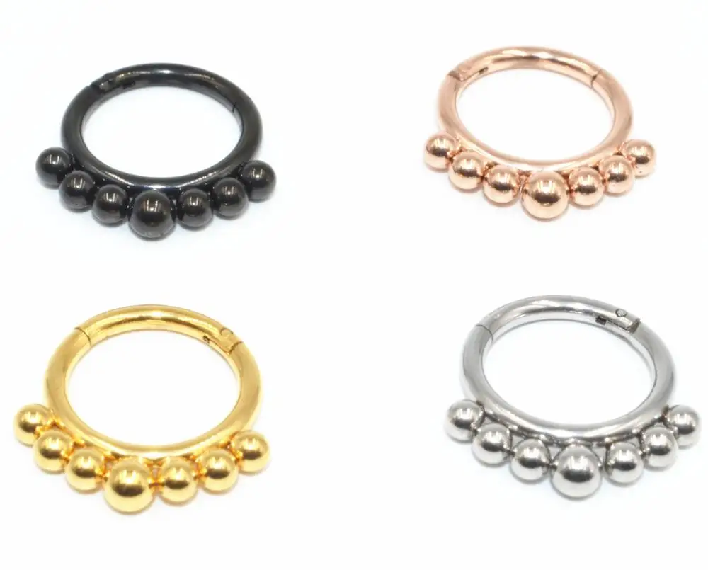 1.2x8/10mm Steel Hinged Segment Nose Rings Nipple Clicker Ear Cartilage Tragus Helix Lip Piercings Unisex Fashion Jewelry - Image 3