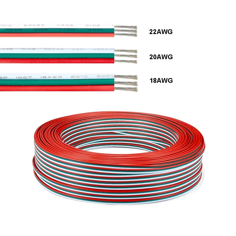 Светодиодные ленты провода 22AWG Луженая Медный провод 3 Core Соединительный кабель для светодиодной WS2812B WS2811