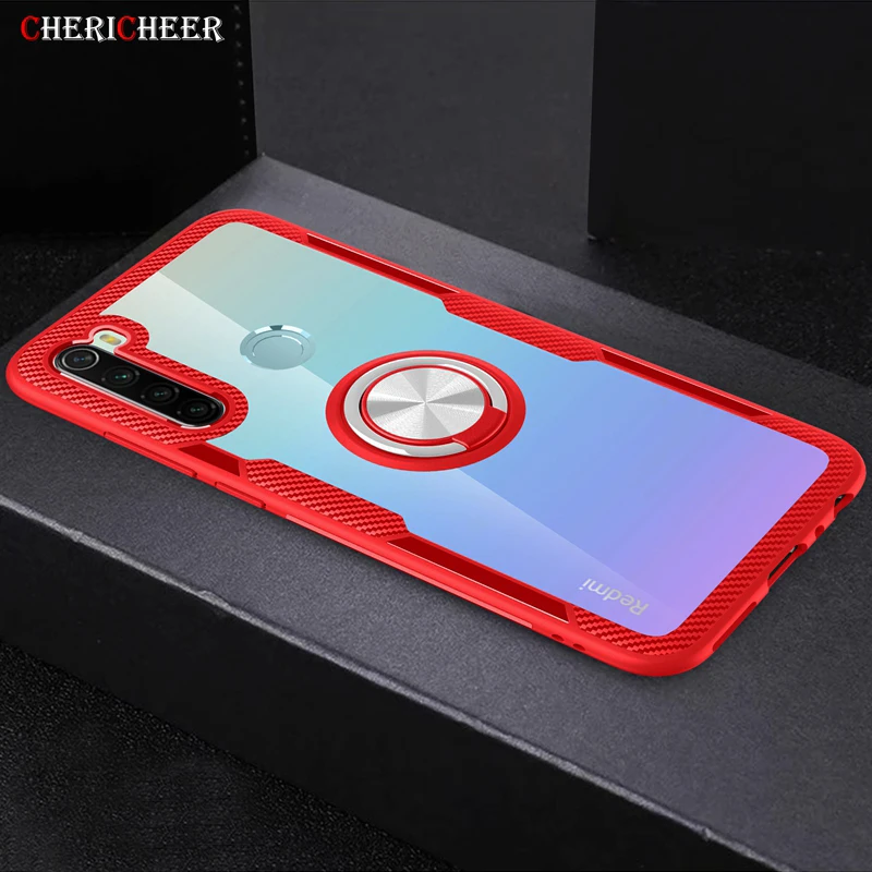 Чехол для Xiaomi Redmi Note 8 Pro акриловый чехол с кристаллами и кольцом-держателем