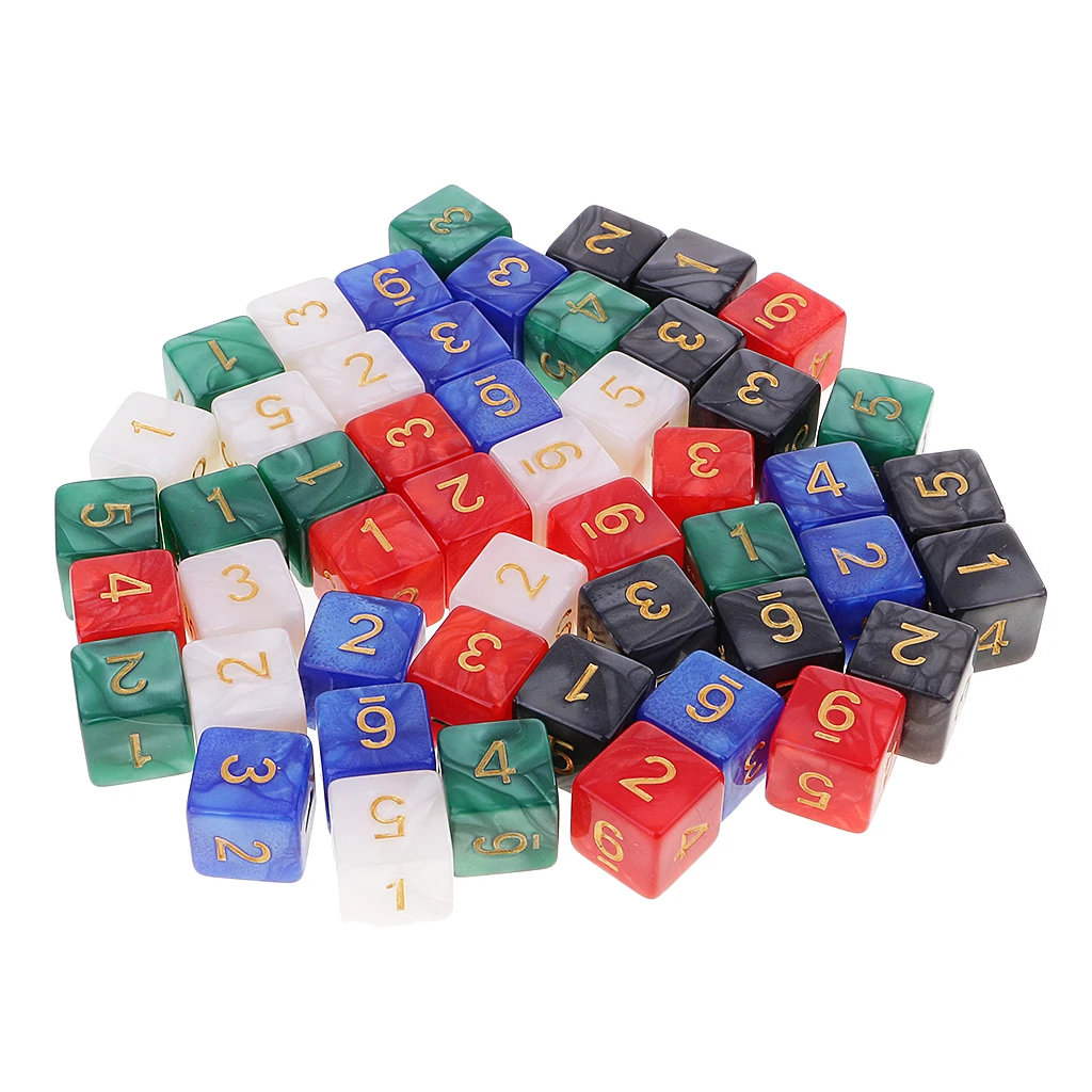 50 Pack Mini D6 Dice 16mm Six Sided Die&Dice Bag for RPG DND Dungeons and Dragons Playing Game