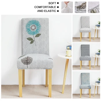 

Printed Stretch Chair Cover Spandex Big Elastic Removable Washable Chair Covers Dining Seat Covers For Home Banquet Restaurant