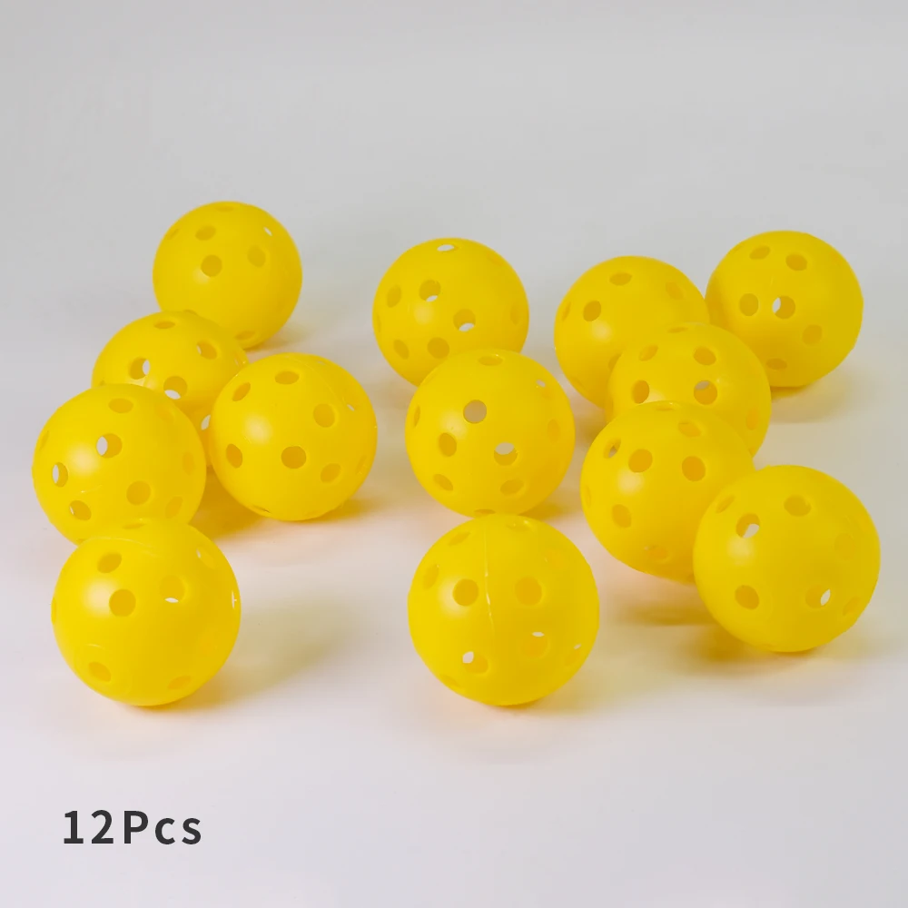 12 шт. воздушный поток полые пластиковые мячи для гольфа набор белый желтый Мячи для игры в гольф для качания в помещении тренажеры и гольф дальность вождения - Цвет: 12Pcs Yellow