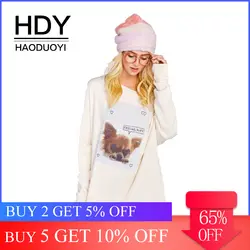 HDY Haoduoyi одежда осень Для женщин толстовка Повседневное мультфильм печатных o Средства ухода за кожей шеи пуловер опрятный свободные милые