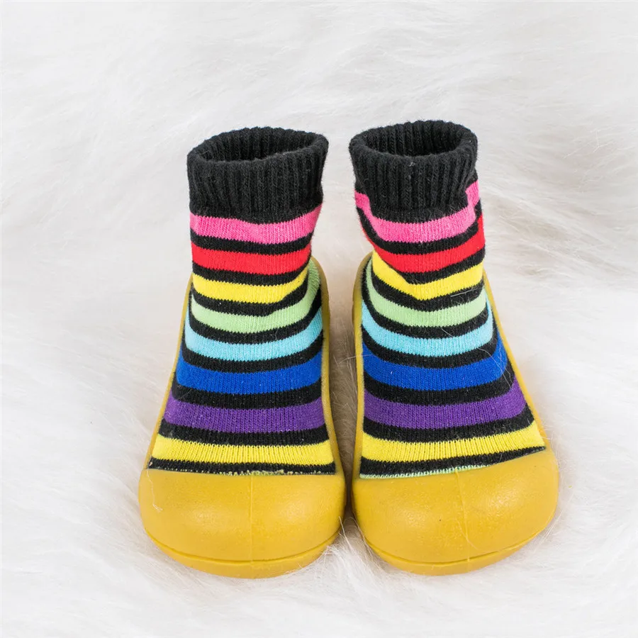 Baby shoes newborn kids non-slip socks baby shoes  soft rubber soles baby shoes girls rainbow stripes toddler boys shoes 35A15 (19)