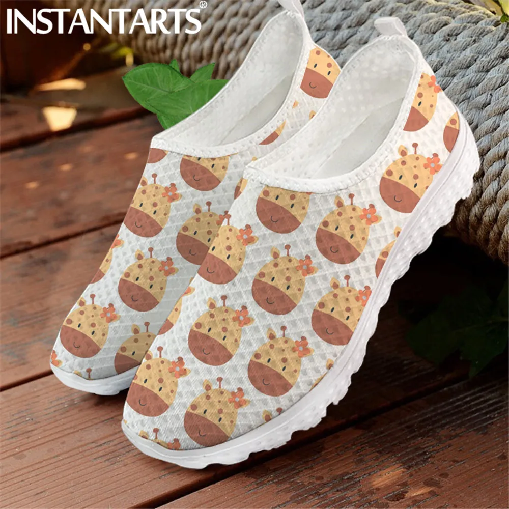 INSTANTARTS Casual Spring Flats Shoes Cute Couple Cow Pattern Women Slip-on Flats Zapatillas Mujer Breathable Comfort Sneakers animal print slingbacks	 Flats