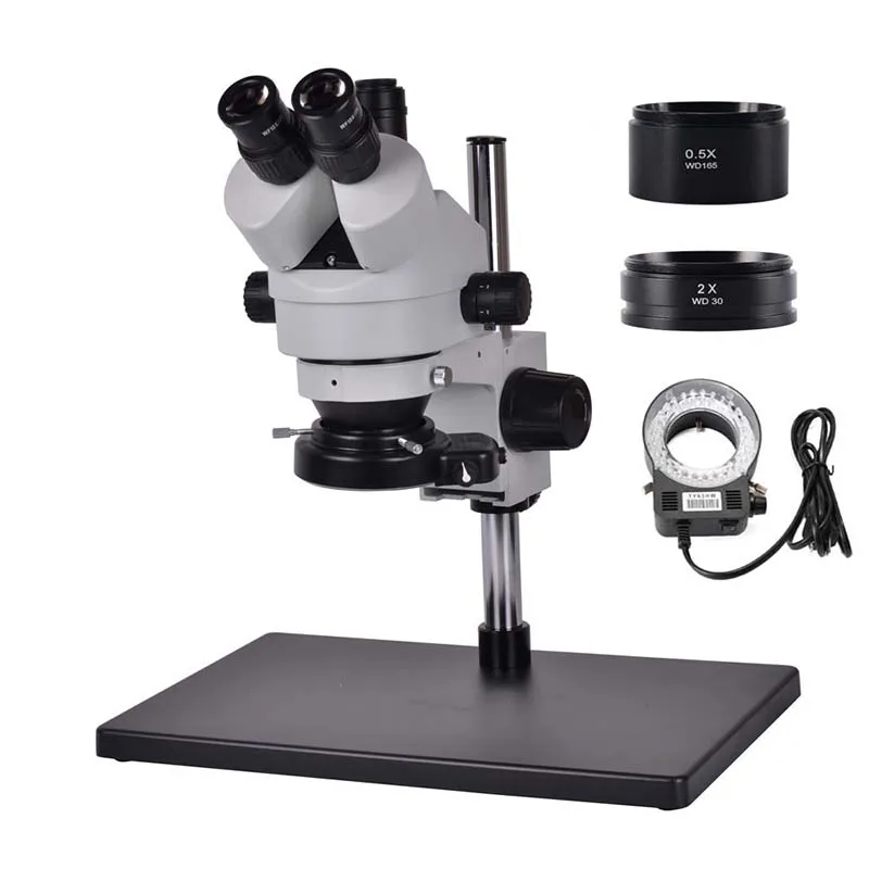 HAYEAR 3.5X~90X Zoom Magnification Stereo Microscope For Industrial PCB Repair Sturdy Pillar Stand Powerful 56-LED Ring Light |