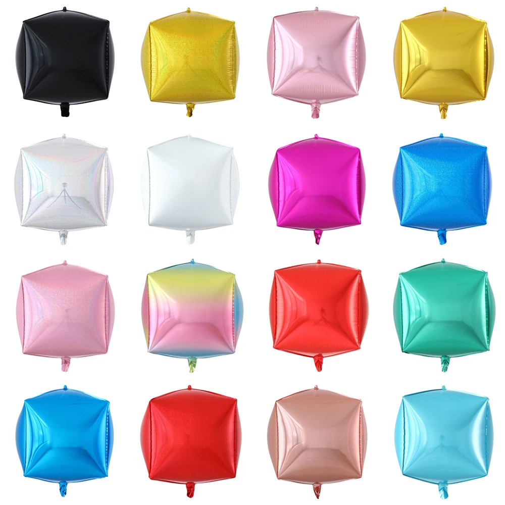 

20pcs 24inch 3D Cube Foil Balloon Square Wedding Birthday Decorations Party Supplies Multicolor Aluminum film Air Balloon Globos