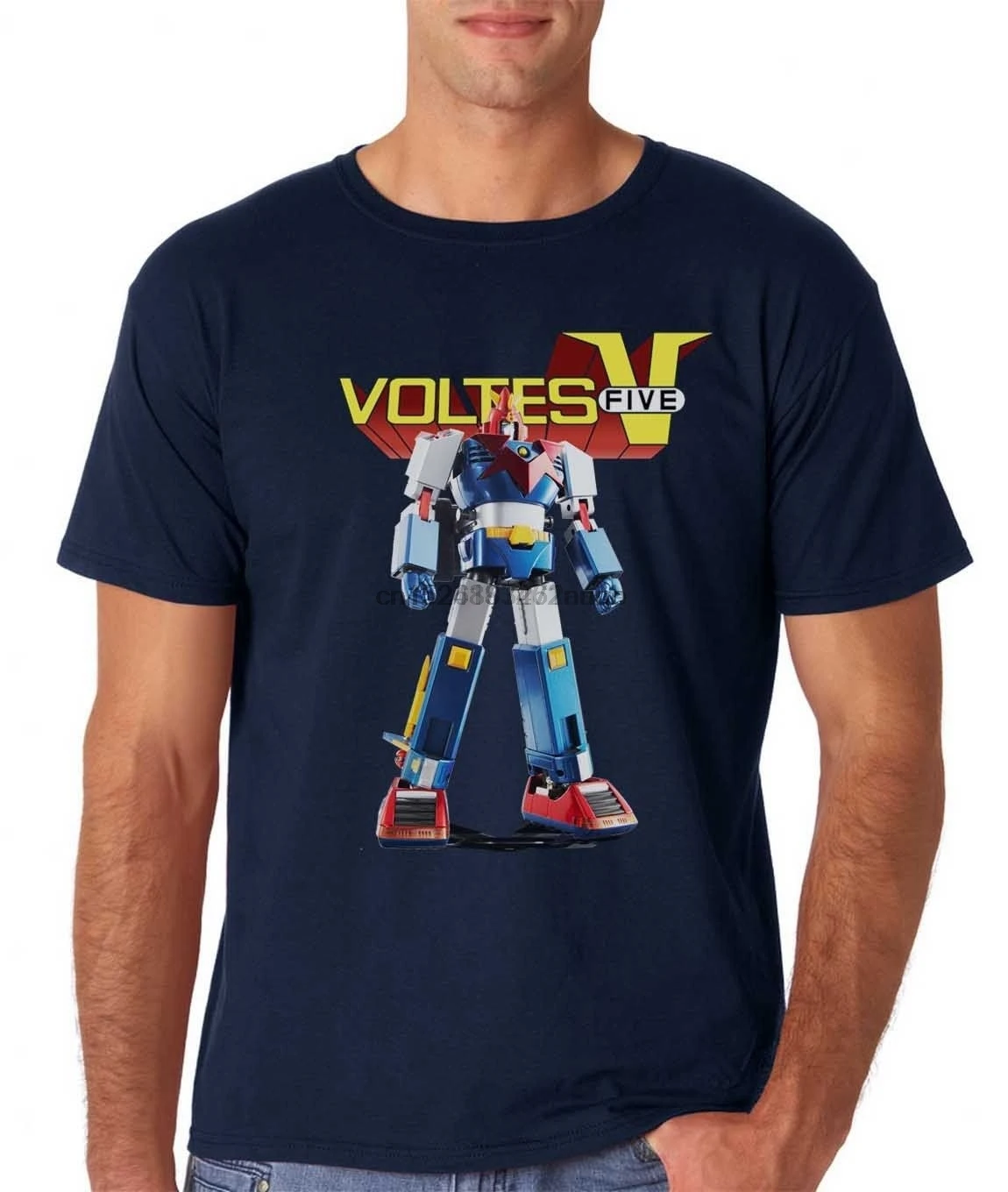 

ANIME ROBOT T-SHIRT BLUE NAVY VOLTES V men t shirt