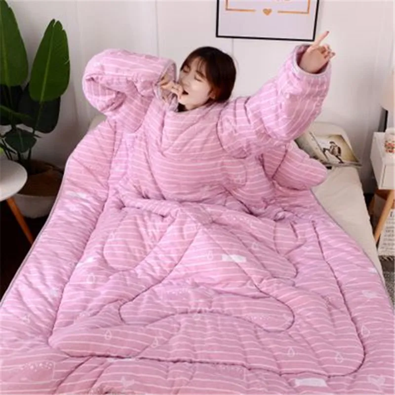 

120*150cm Winter Lazy Quilt with Sleeves Winter Quilt Home Bedding Comforter Printed Edredom Keep Warm Winter Duvet With Filling