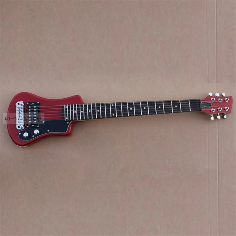 Хорошее качество мини электрогитара для путешествий гитара липа корпус палисандр гриф гитара сумка - Цвет: Красный