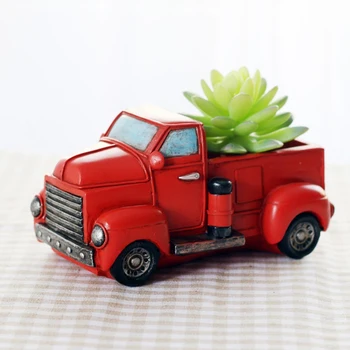 

GTBL Retro Truck Cars Small Potted Plant Desktop Truck Cars Ceramics Flower Pots Home Garden Decoration