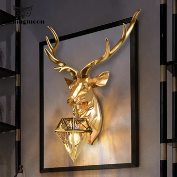 

Noedic Creative Resin Antler Wall Lamp Retro Wall Lamps for Living Room Bedroom Bedside Corner Restaurant Lamp Wall Sconce Lamp