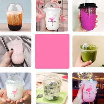 

50pcs Cute U shape disposable cups 360ml coffee milk tea water beverage cups birthday party favor drink plastic cup with lid